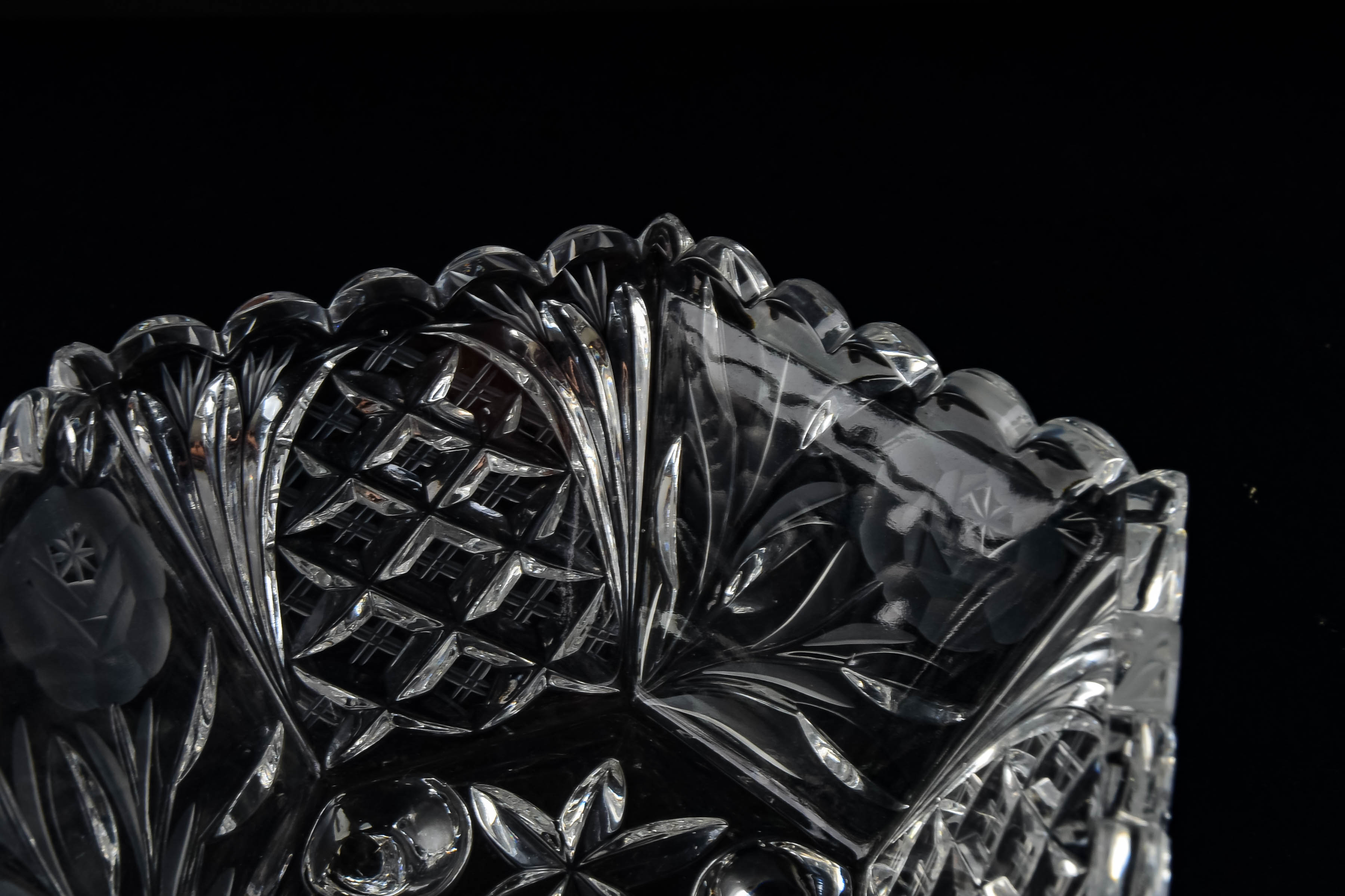 Cut Glass Decanter and Matching Bowl