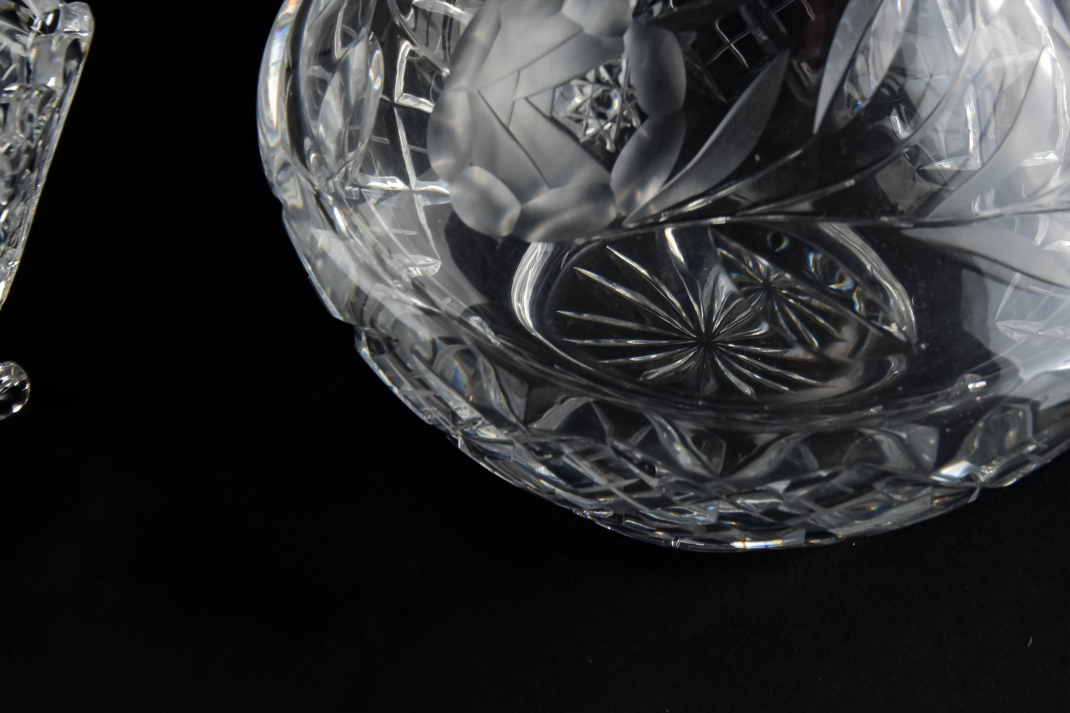 Cut Glass Decanter and Matching Bowl