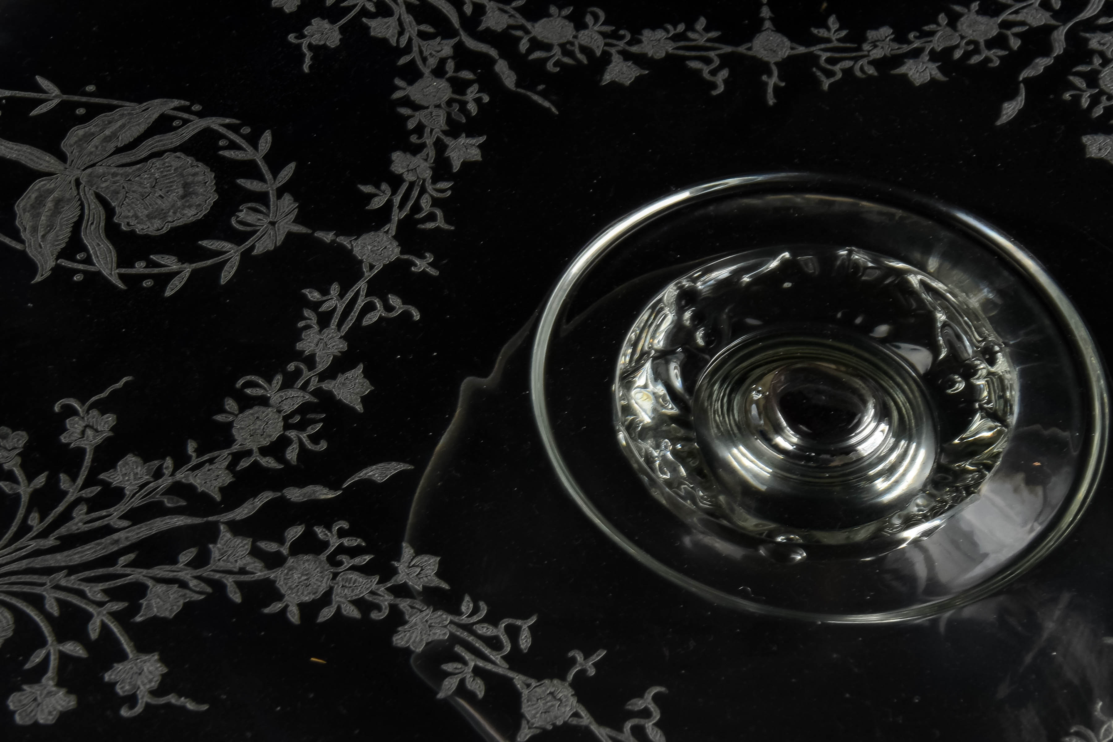 Etched Glass Cake Plate