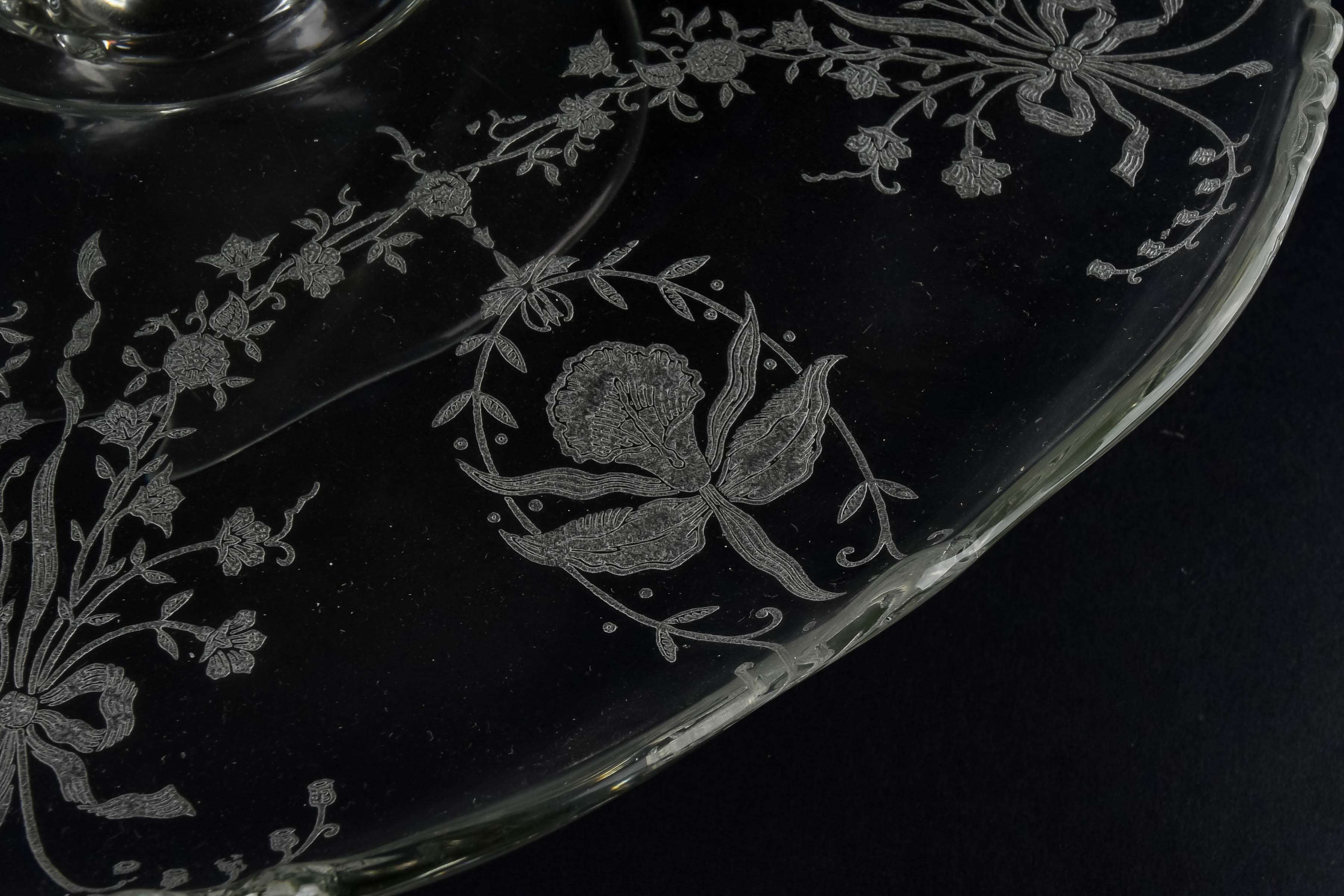 Etched Glass Cake Plate
