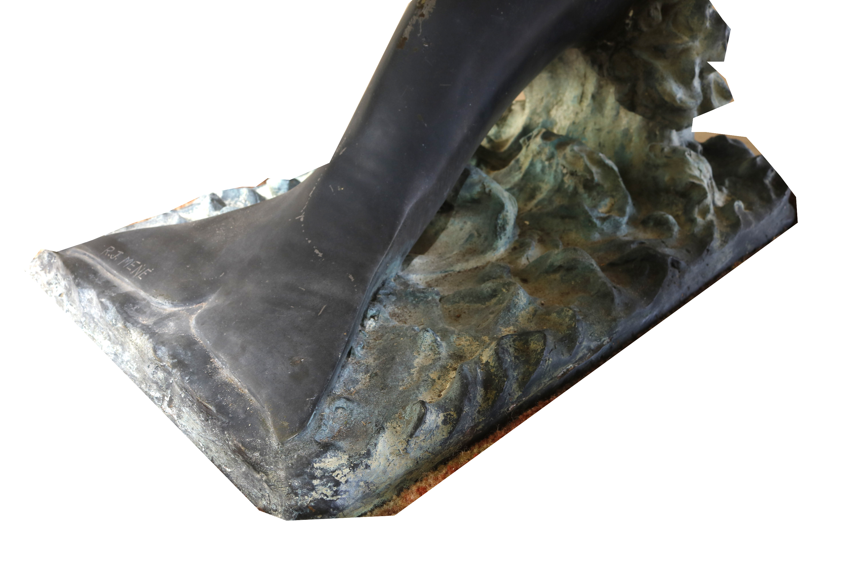 Signed Bronze Dolphin and Glass Coffee Table