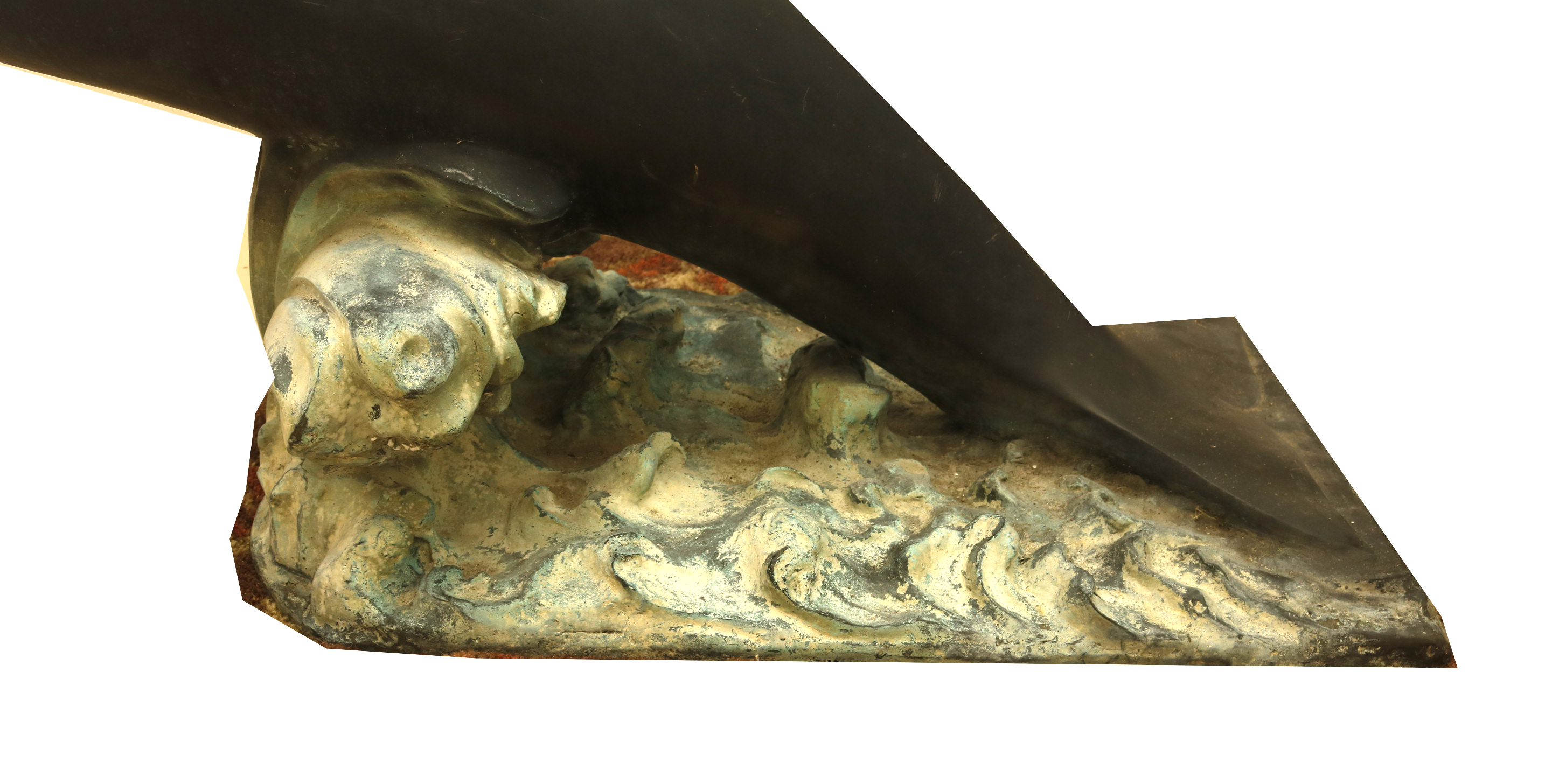 Signed Bronze Dolphin and Glass Coffee Table