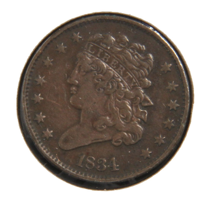 1834 Classic Head Copper Half Cent VF