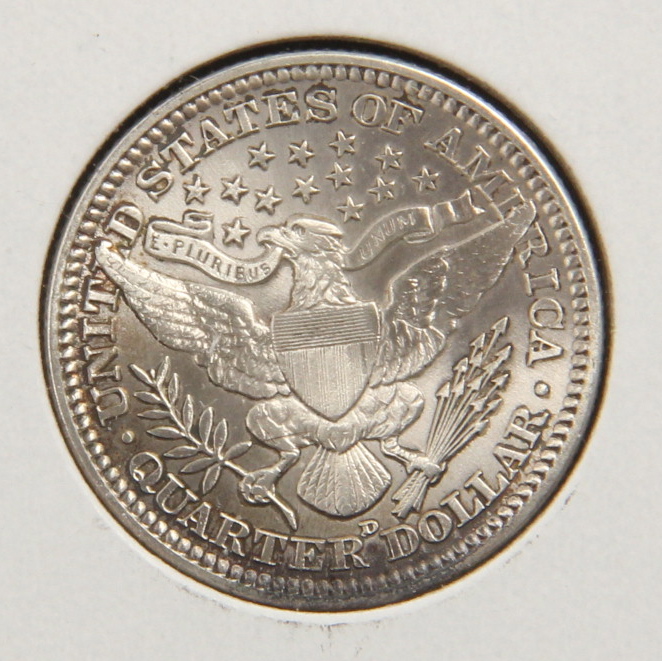 Uncirculated 1914 D Barber Silver Quarter