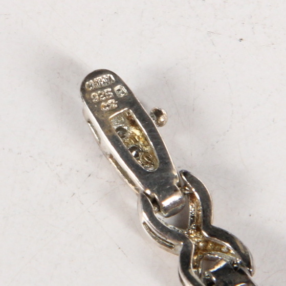 Pair of Sterling Silver, Imitation Gemstone Bracelets