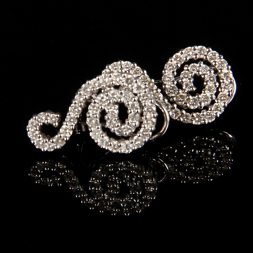 14K White Gold 1.50 CTW Diamond Earrings