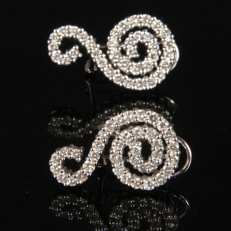 14K White Gold 1.50 CTW Diamond Earrings