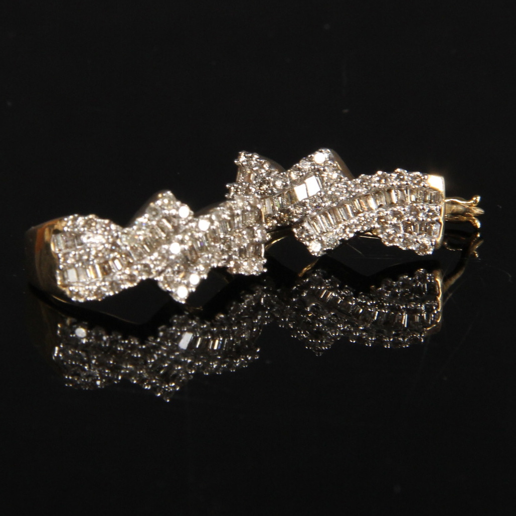 10K Yellow Gold 2.00 CTW Diamond Hoop Earring