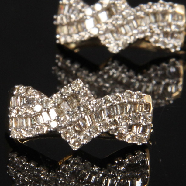 10K Yellow Gold 2.00 CTW Diamond Hoop Earring