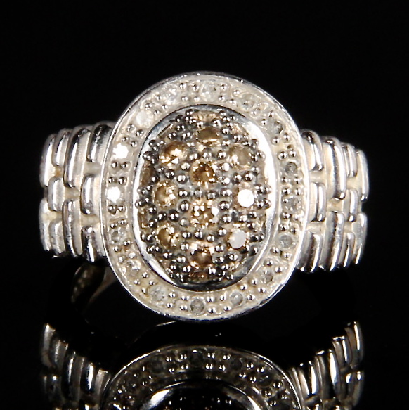 10K White Gold Chocolate and White Diamond Ring