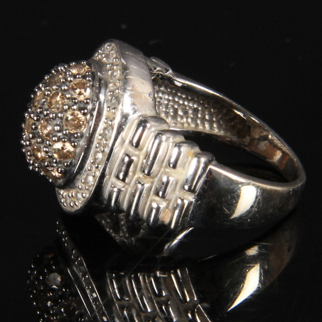 10K White Gold Chocolate and White Diamond Ring