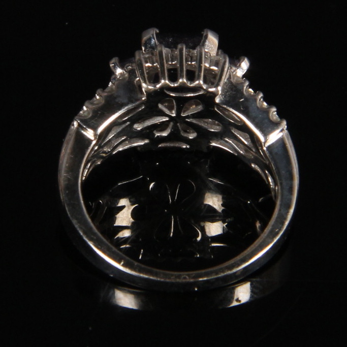 14K White Gold Amethyst and 0.50 CTW Diamond Ring