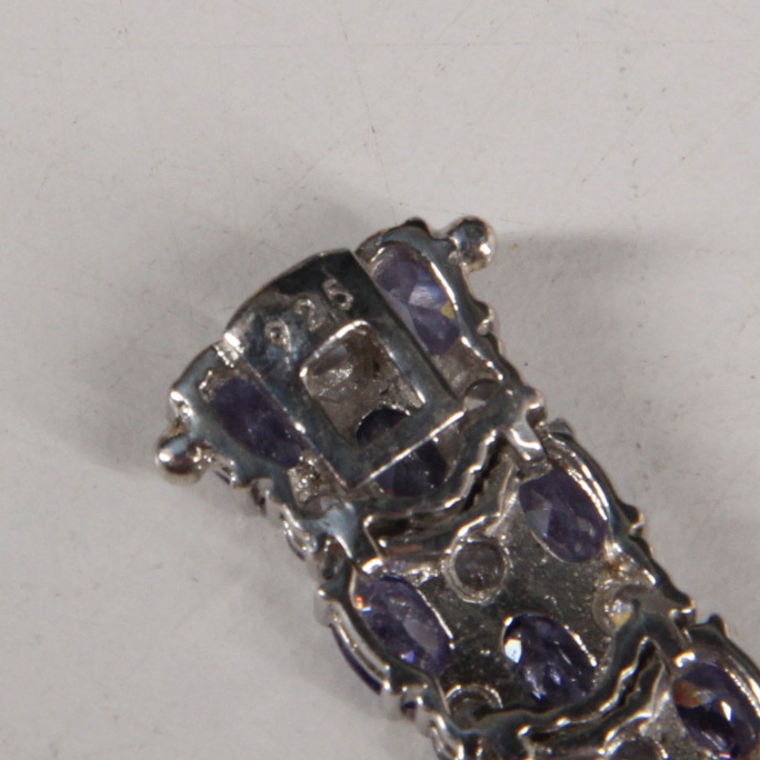 Sterling Silver Faux Tanzanite and Diamond Bracelet