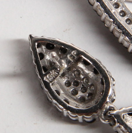 10K White Gold 2.48 CTW Black and White Diamond Earrings