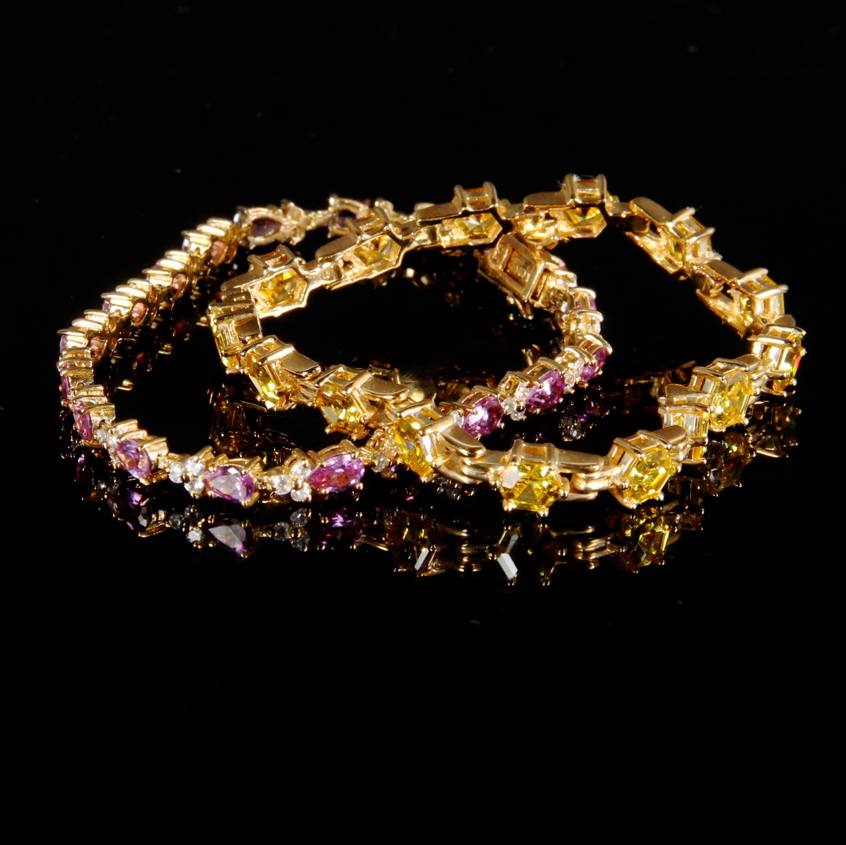 Sterling Silver Gold Plated with Imitation Gemstone Bracelets