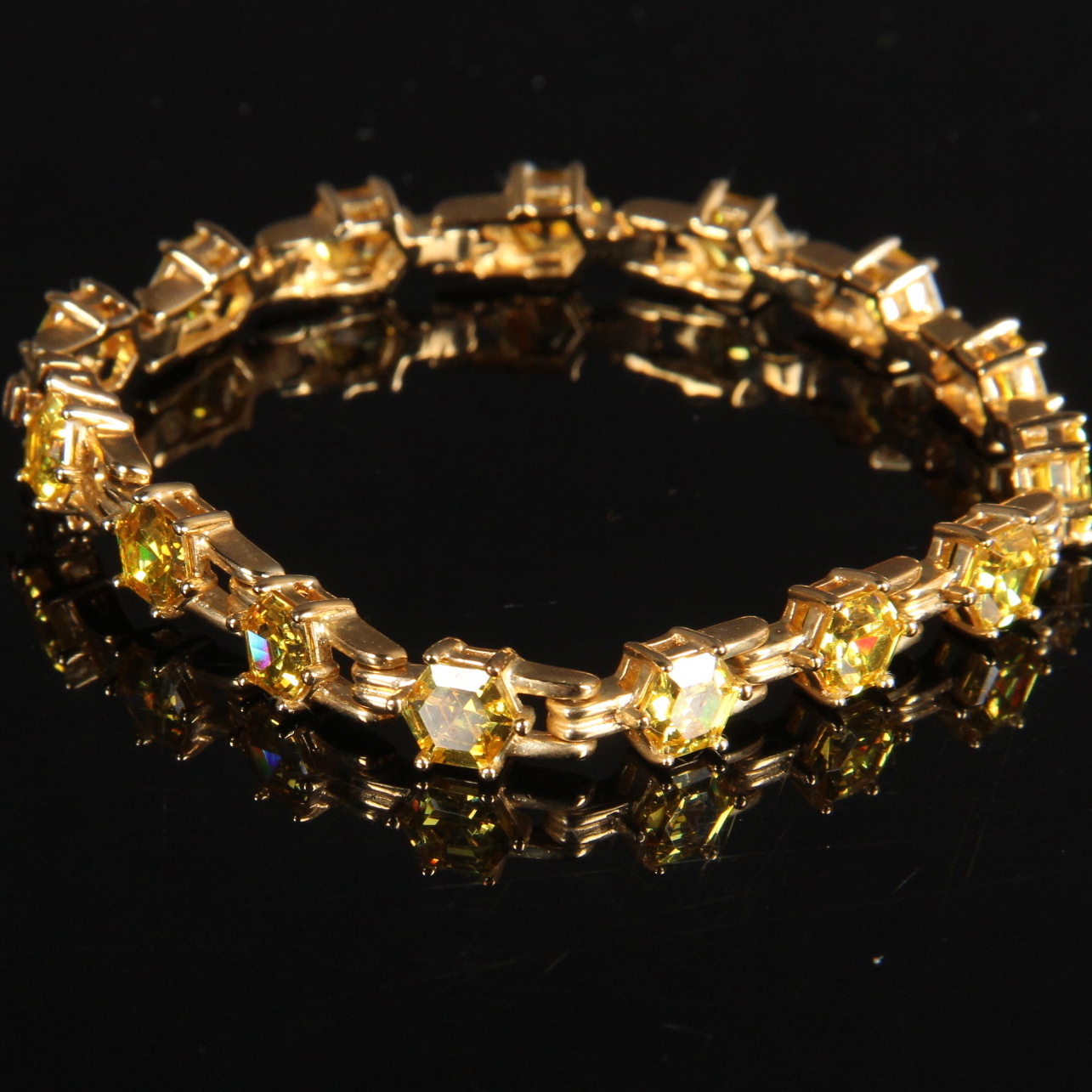 Sterling Silver Gold Plated with Imitation Gemstone Bracelets