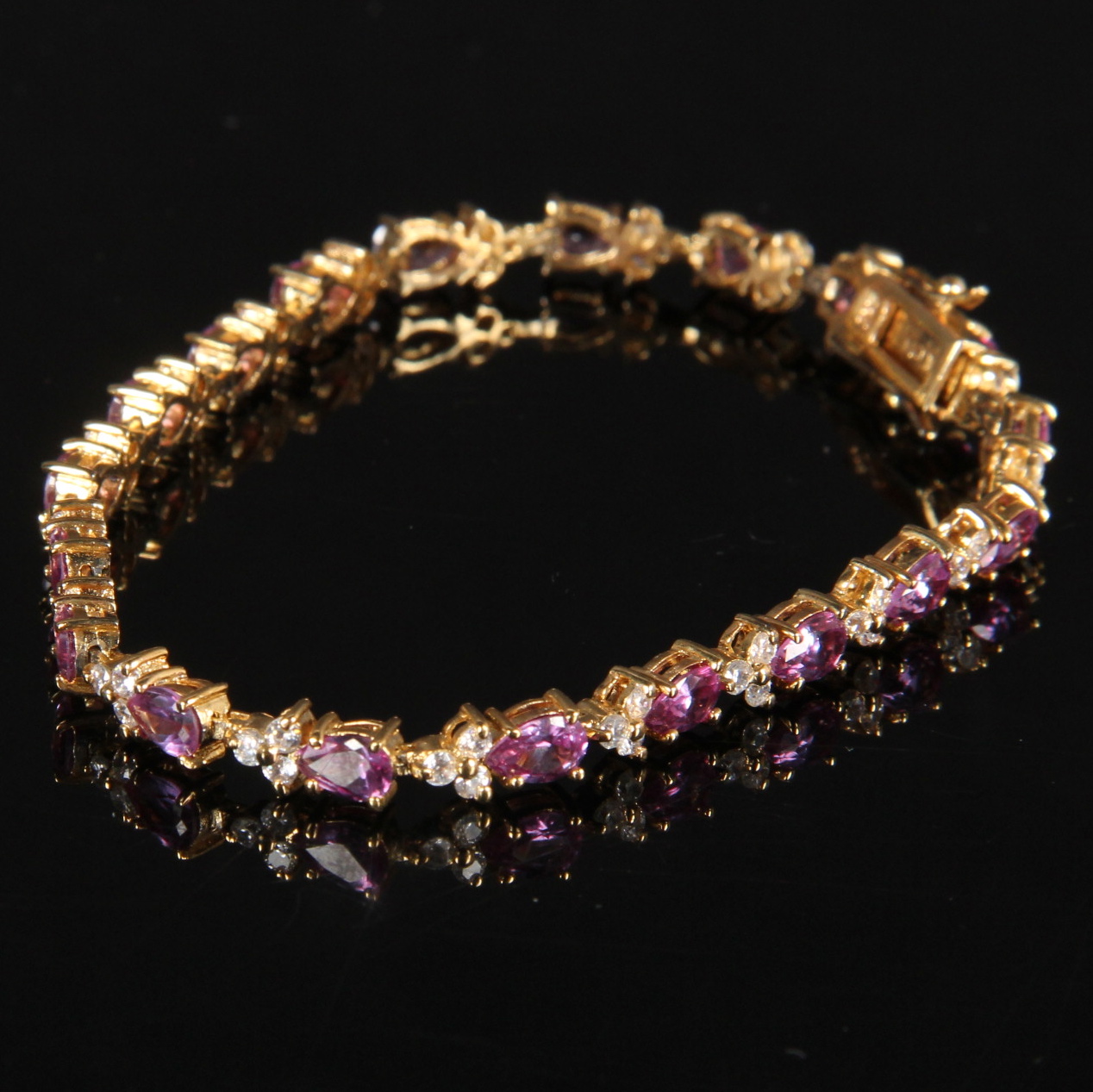 Sterling Silver Gold Plated with Imitation Gemstone Bracelets