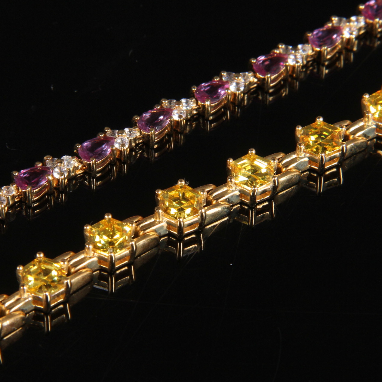 Sterling Silver Gold Plated with Imitation Gemstone Bracelets