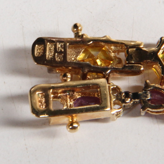 Sterling Silver Gold Plated with Imitation Gemstone Bracelets