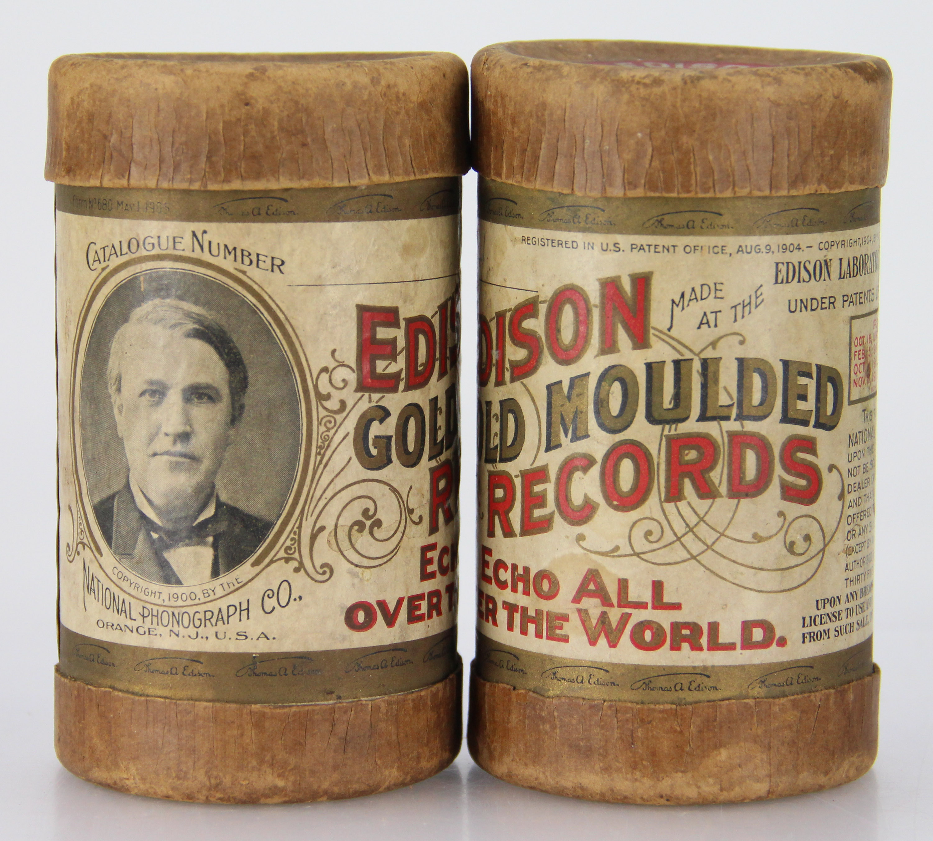Edison Gold Moulded Phonograph Cylinders