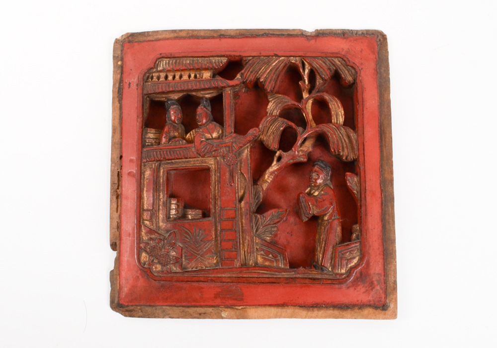 Antique Chinese Carved Wall Plaque