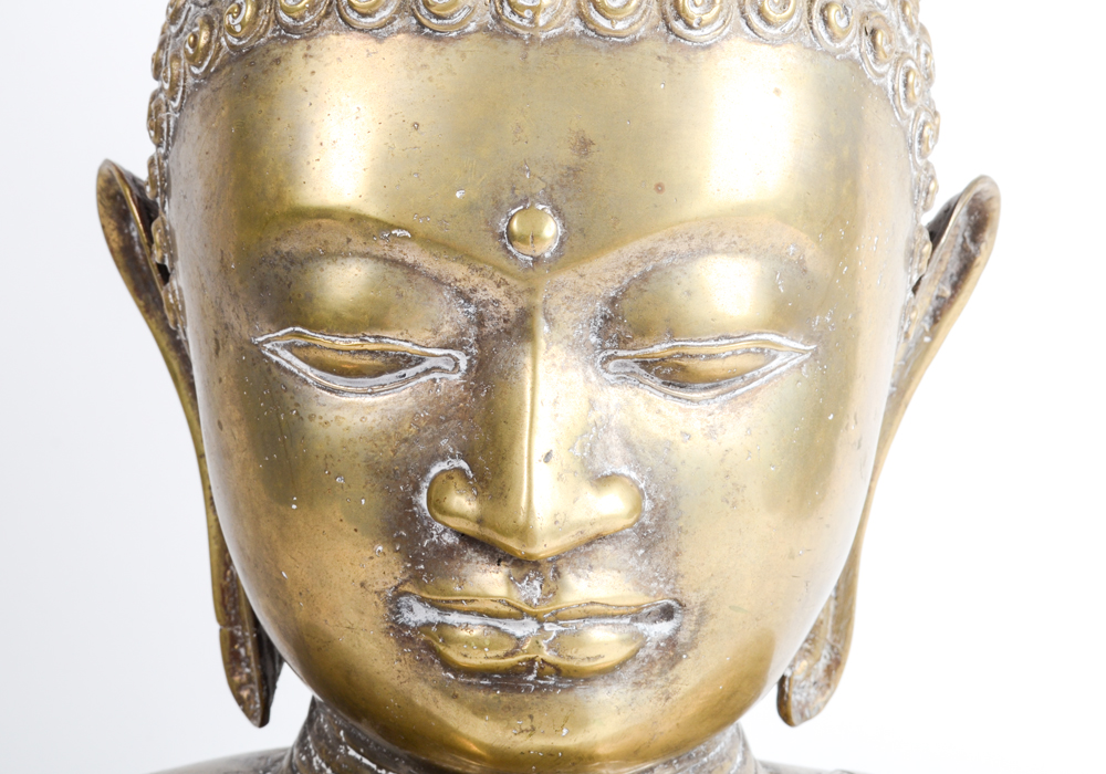 Large Brass Bust Of Buddha