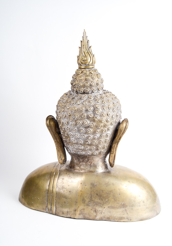 Large Brass Bust Of Buddha