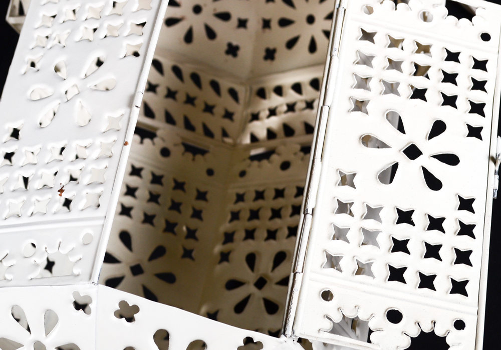 White Lantern Style Hanging Electric Lamp