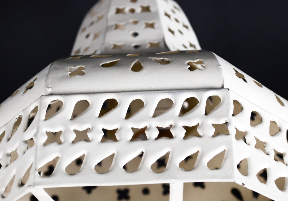 White Lantern Style Hanging Electric Lamp