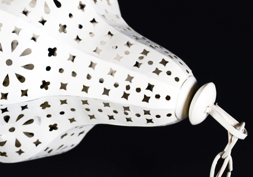 White Lantern Style Hanging Electric Lamp