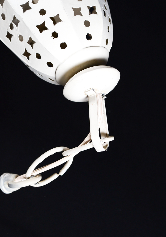 White Lantern Style Hanging Electric Lamp