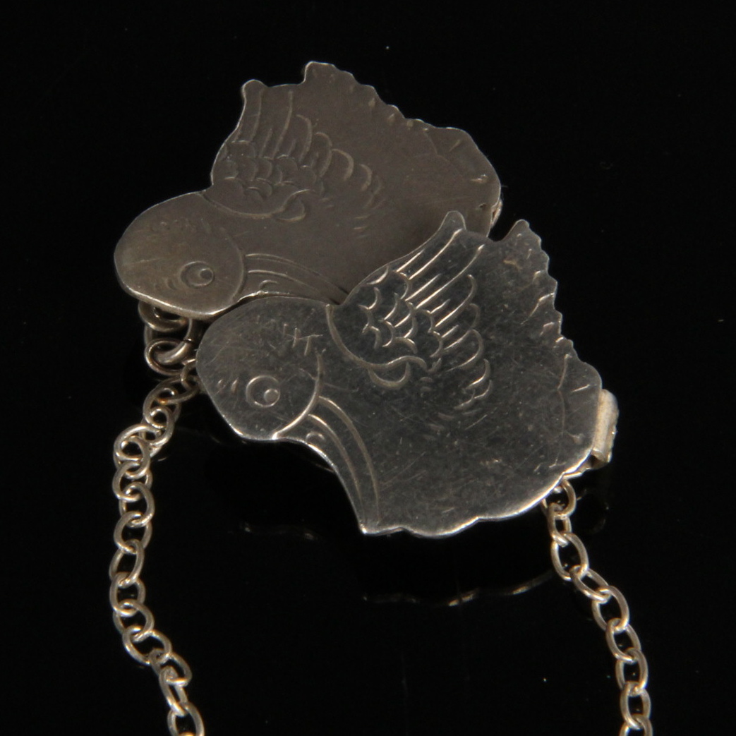 Vintage Sterling Silver Duck Bib Clips