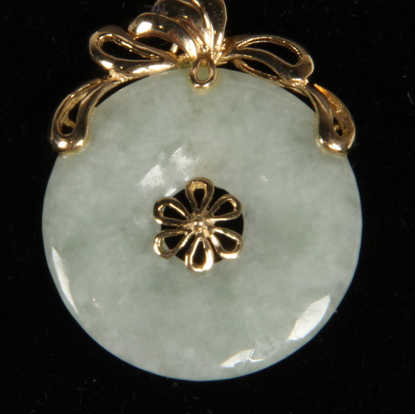 14K Yellow Gold Jade Pendant