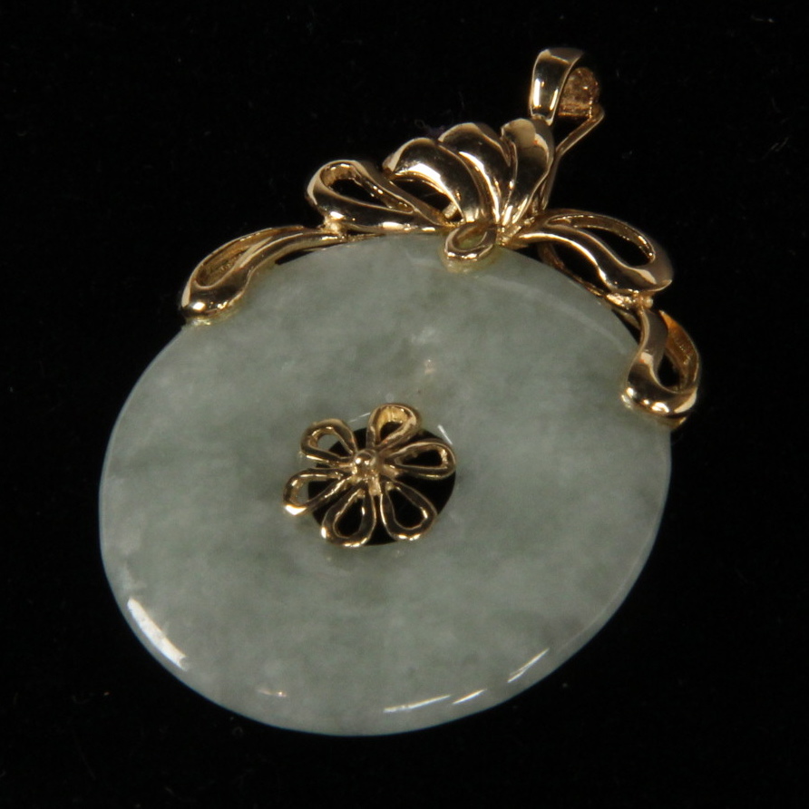 14K Yellow Gold Jade Pendant
