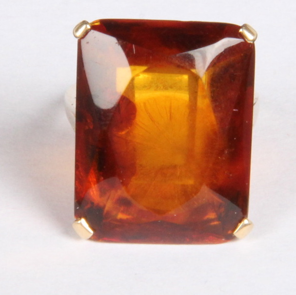 14K Yellow Gold Imitation Amber Ring