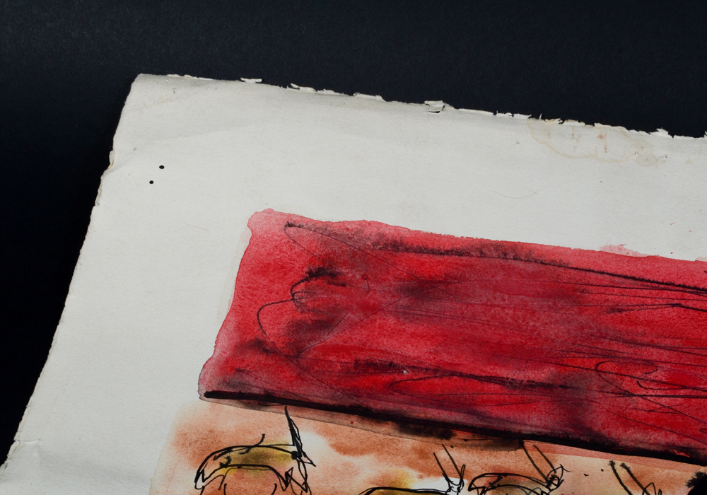 Watercolor on Paper of Hunting Figures