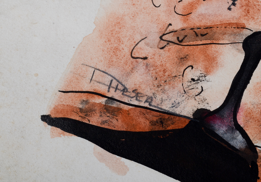 Watercolor on Paper of Hunting Figures