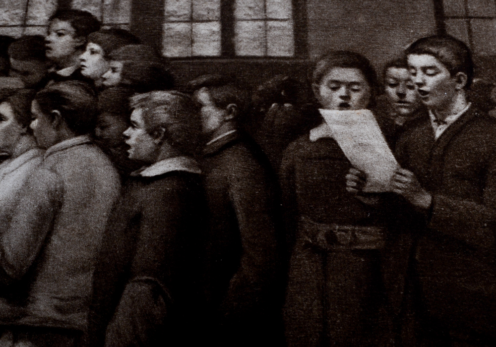 Antique Photogravure of Boys Singing