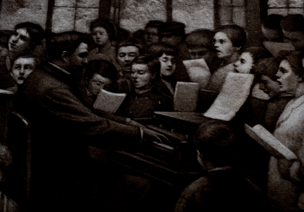 Antique Photogravure of Boys Singing