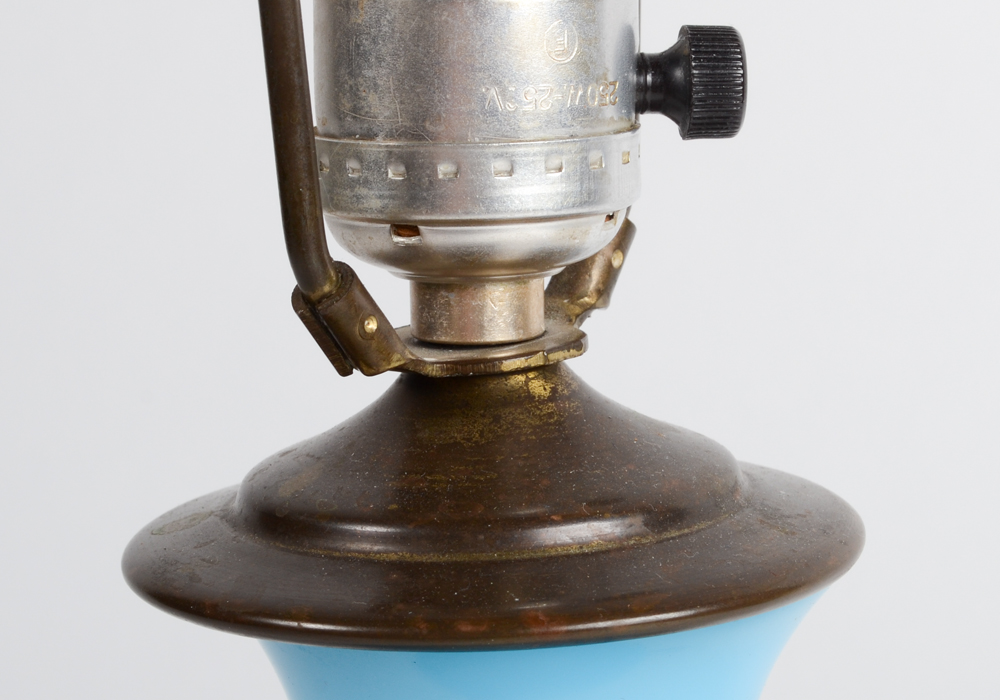 Gargoyle Motif Blue Glass Lamp