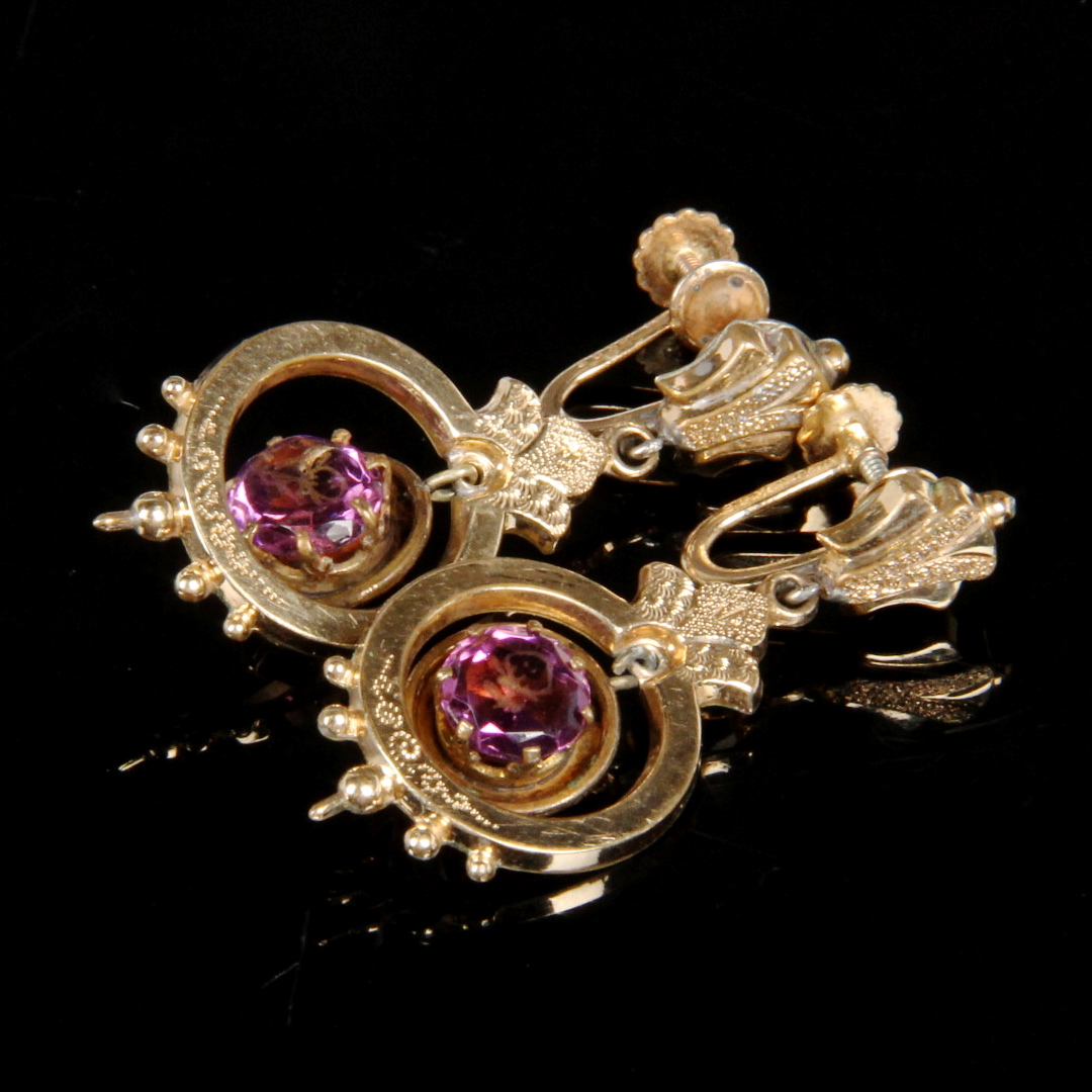 Victorian Gold Filled Dangle Clip Earrings