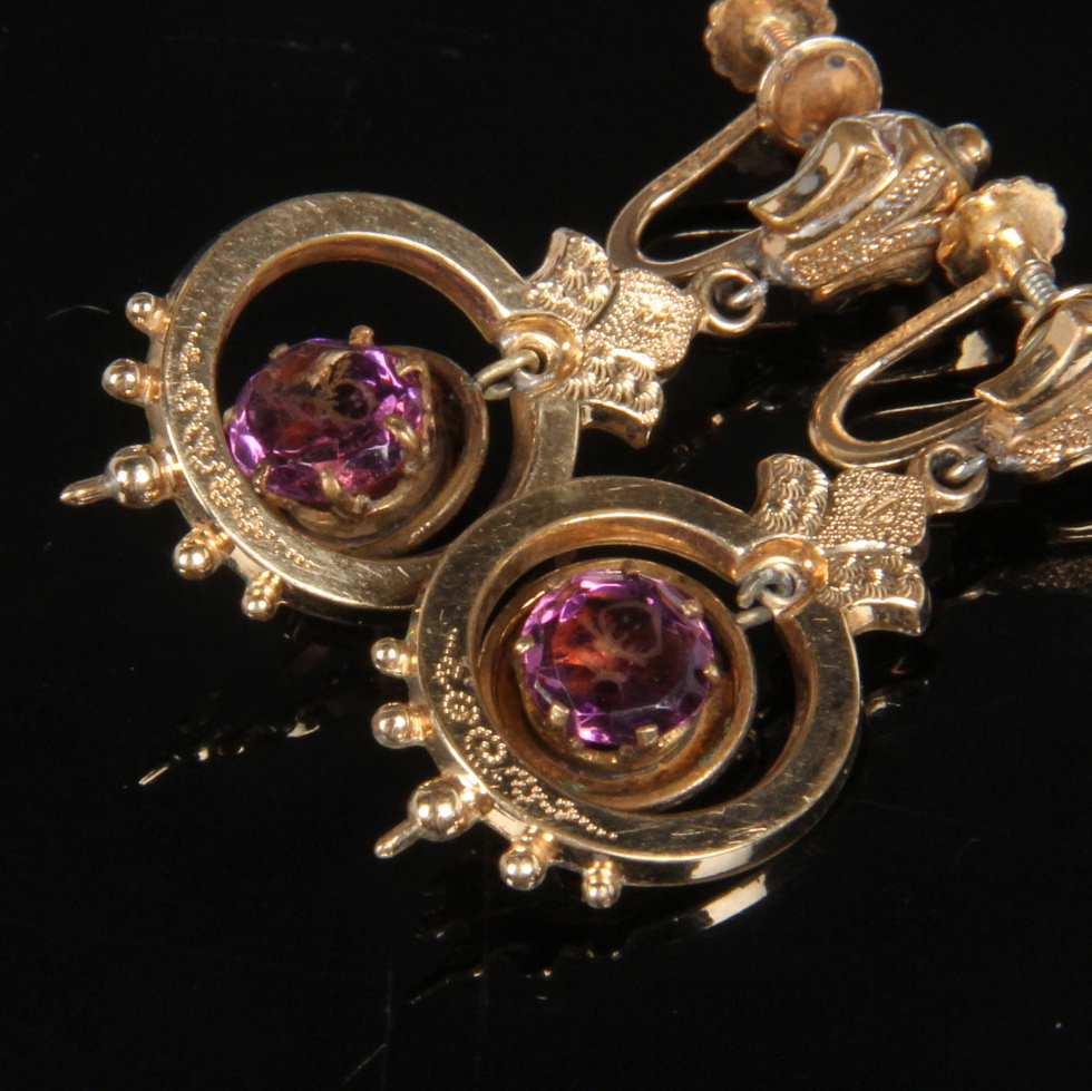 Victorian Gold Filled Dangle Clip Earrings