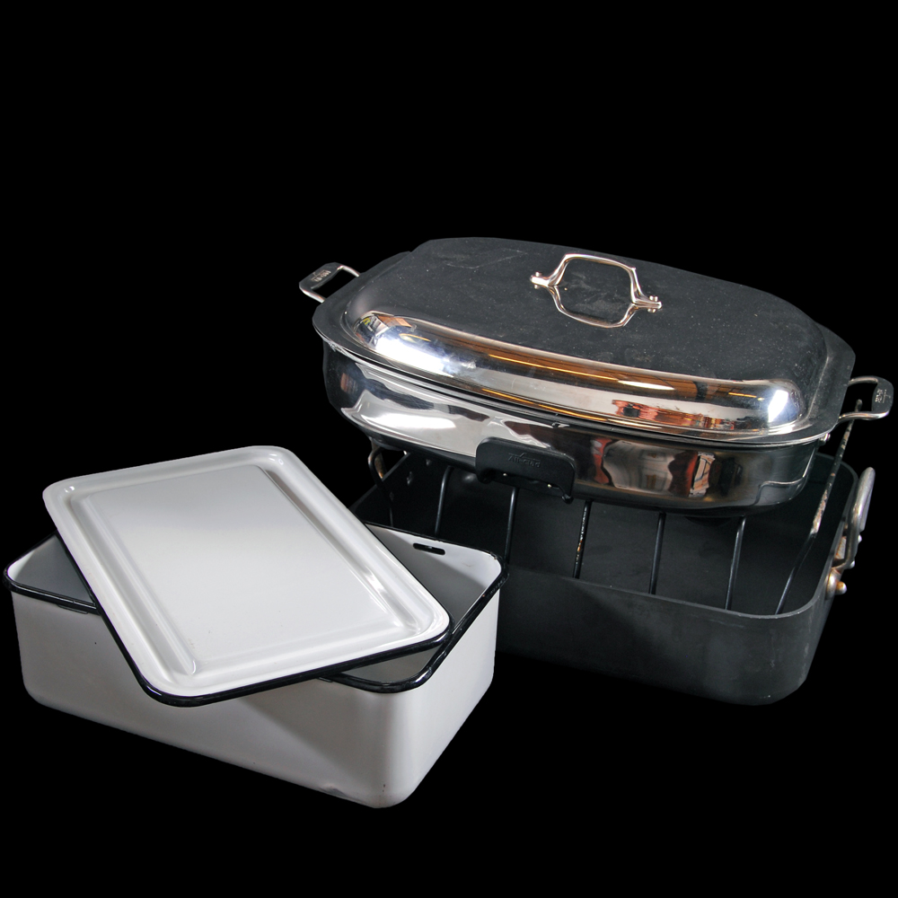 Trio of Cook Pans Including Electric All Clad Server