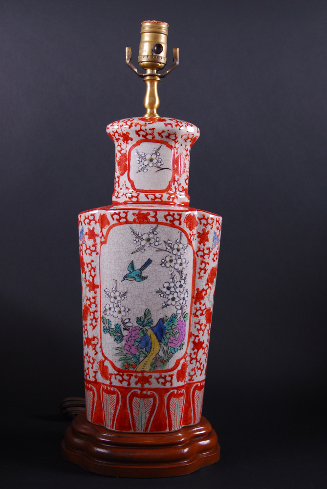 Asian Themed Canister Base Table Lamp