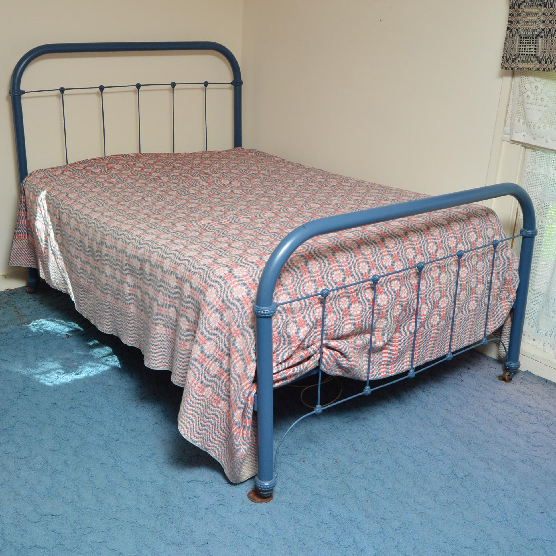 Pair of Vintage Painted Iron Full Size Bed Frames