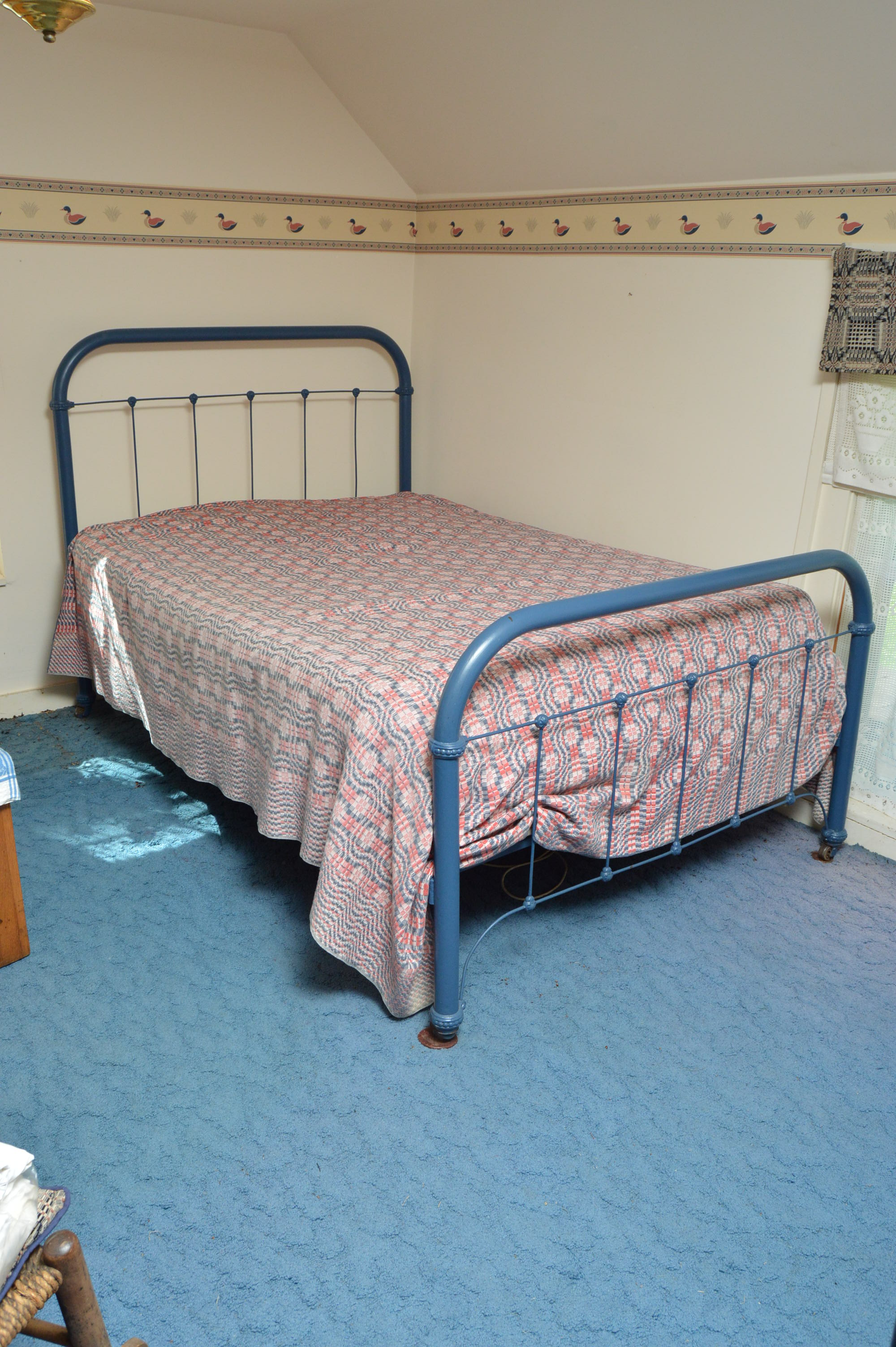 Pair of Vintage Painted Iron Full Size Bed Frames