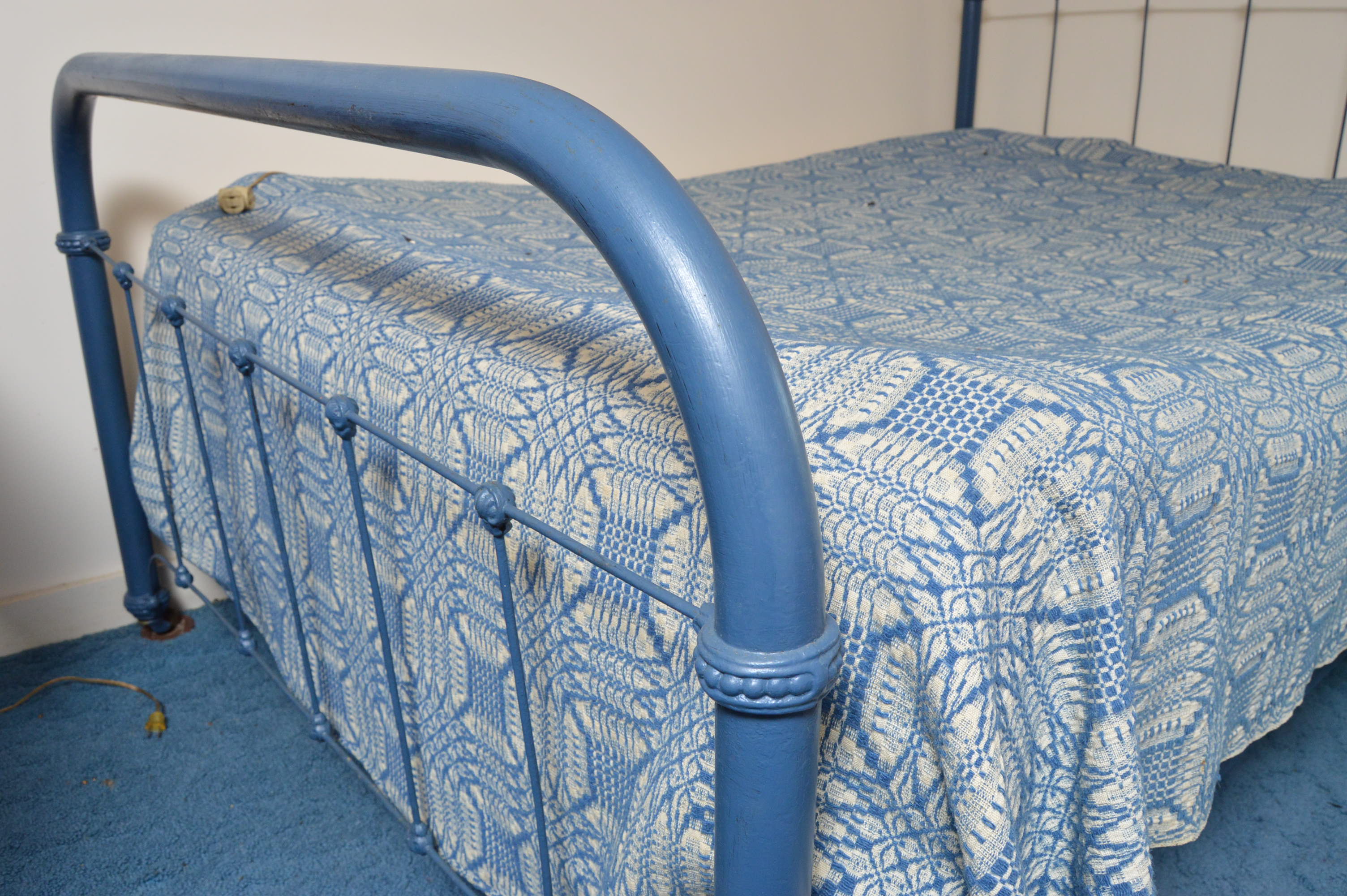 Pair of Vintage Painted Iron Full Size Bed Frames