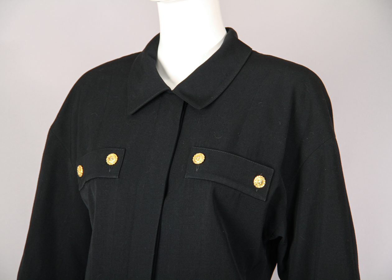 Vintage Chanel Jacket and Pants Ensemble with Logo Button Design