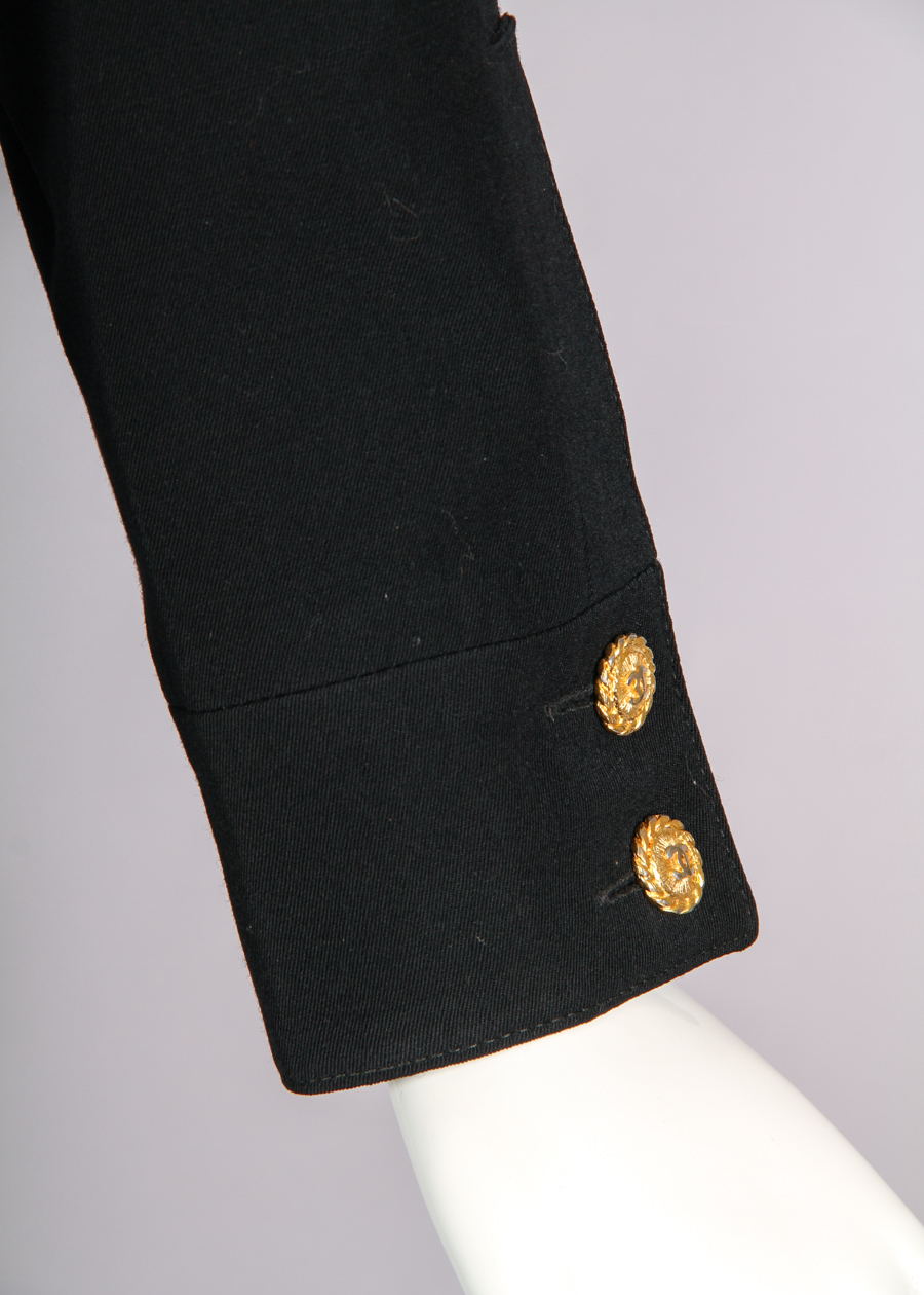 Vintage Chanel Jacket and Pants Ensemble with Logo Button Design