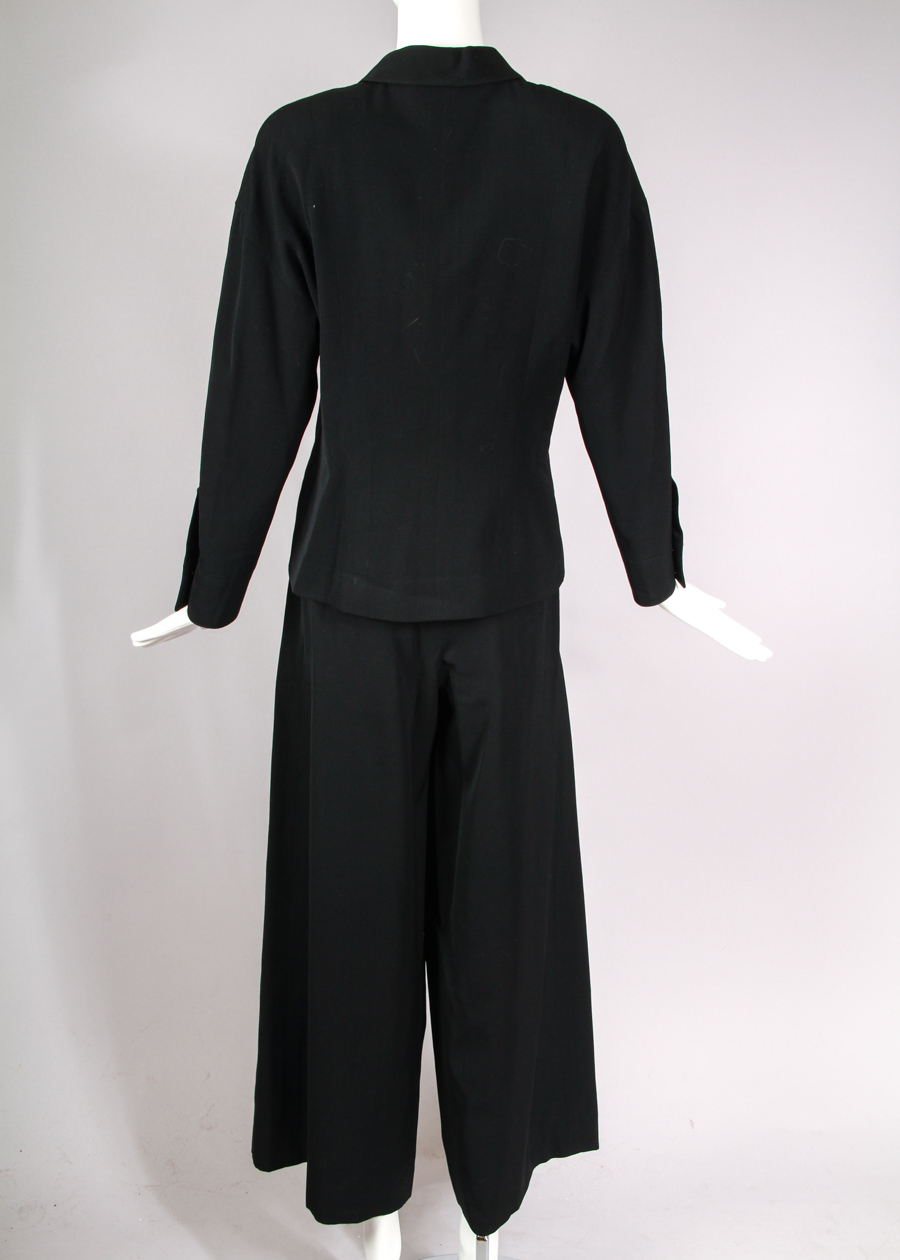 Vintage Chanel Jacket and Pants Ensemble with Logo Button Design